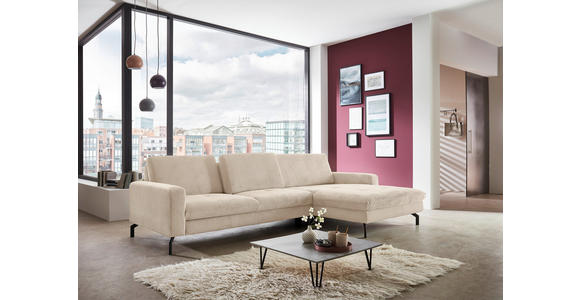 ECKSOFA Beige Cord  - Beige/Schwarz, Design, Textil/Metall (302/178cm) - Carryhome