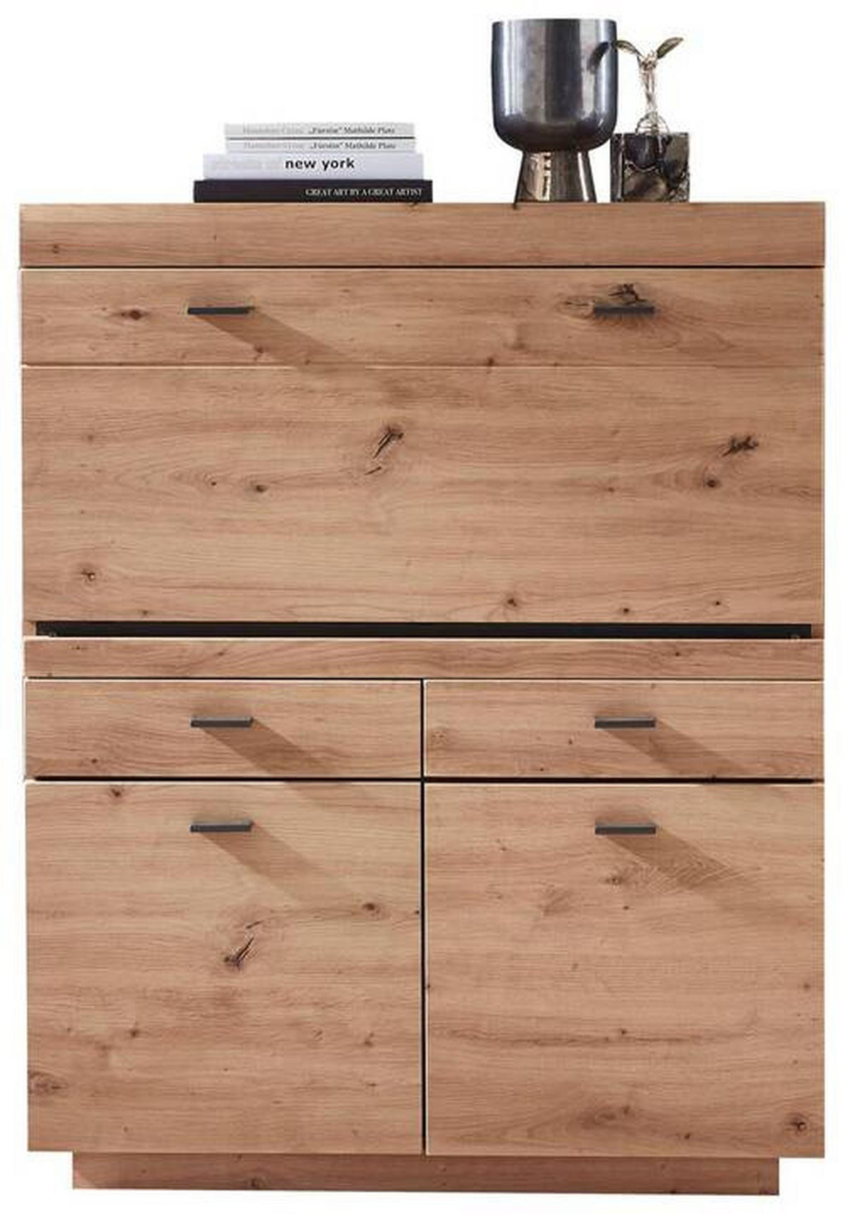 SEKRETÄR  Kabeldurchlass, klappbar  - Graphitfarben/Eiche Artisan, MODERN, Holzwerkstoff/Metall (98/124/40cm) - Livetastic