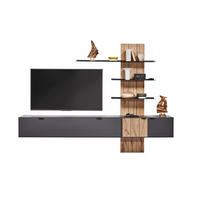 WOHNWAND 3-teilig  Graphitfarben, Eichefarben 273,8/205,5/37,1 cm    - Eichefarben/Anthrazit, Design, Holz/Holzwerkstoff (273,8/205,5/37,1cm) - Dieter Knoll