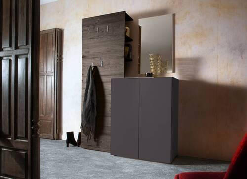GARDEROBE 3-teilig in 135/190/39 cm - Wengefarben/Anthrazit, Design, Glas/Holzwerkstoff (135/190/39cm) - Carryhome