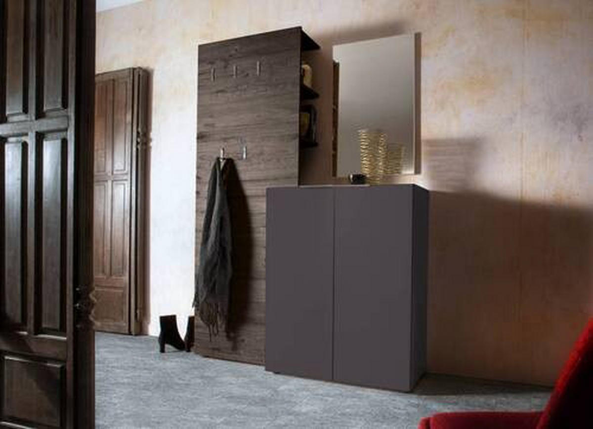GARDEROBE 3-teilig  in 135/190/39 cm  - Wengefarben/Anthrazit, Design, Glas/Holzwerkstoff (135/190/39cm) - Carryhome