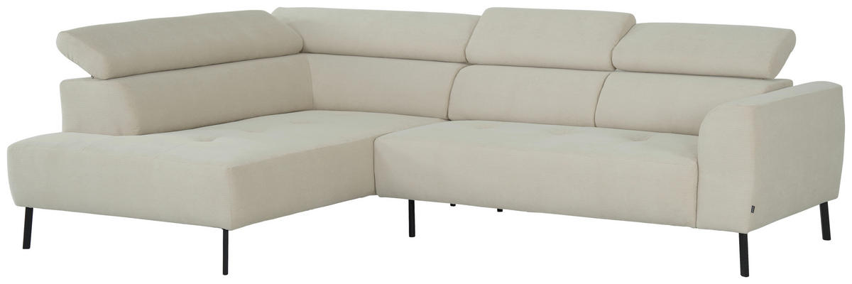 ECKSOFA in Feincord Beige  205/280 cm  - Beige/Schwarz, Design, Textil/Metall (205/280cm) - Xora