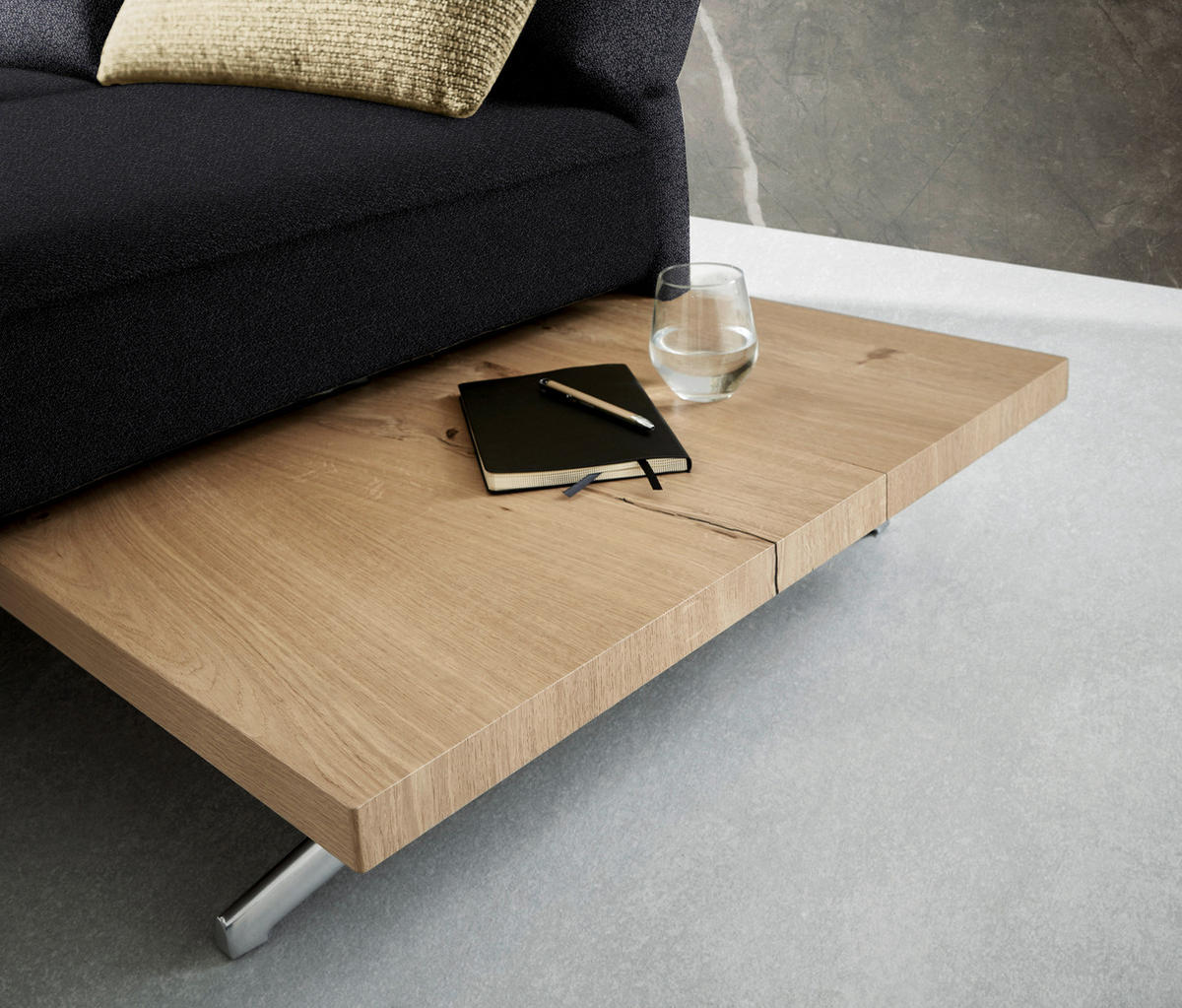 ECKSOFA  in Flachgewebe Schwarz  132/240 cm  - Chromfarben/Schwarz, Design, Holz/Textil (132/240cm) - Koinor