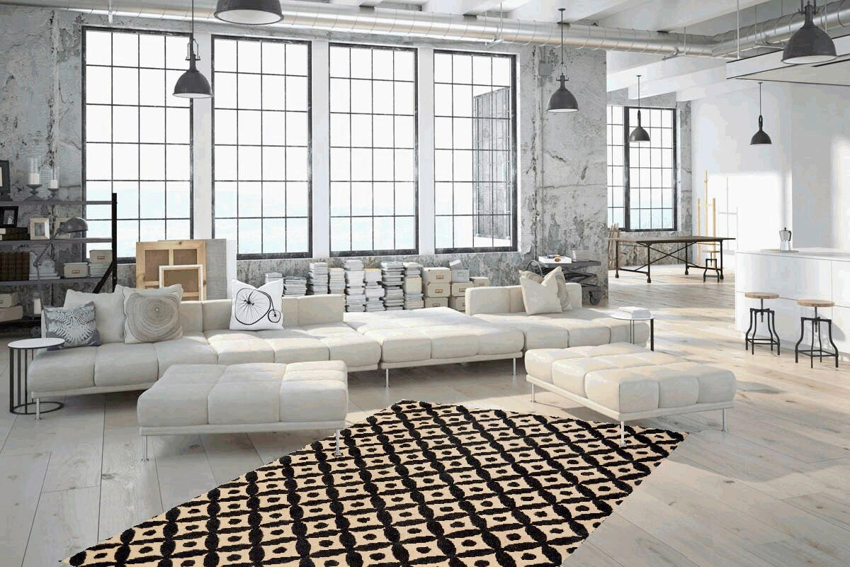 RAVNO TKANA PREPROGA  Scandy     200/290 cm     naravne barve, črna  - črna/naravne barve, Basics, tekstil (200/290cm) - Kayoom