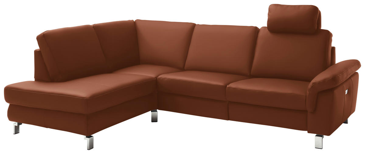 ECKSOFA in Echtleder Braun  - Chromfarben/Braun, Design, Leder/Metall (200/271cm) - Pure Home Lifestyle