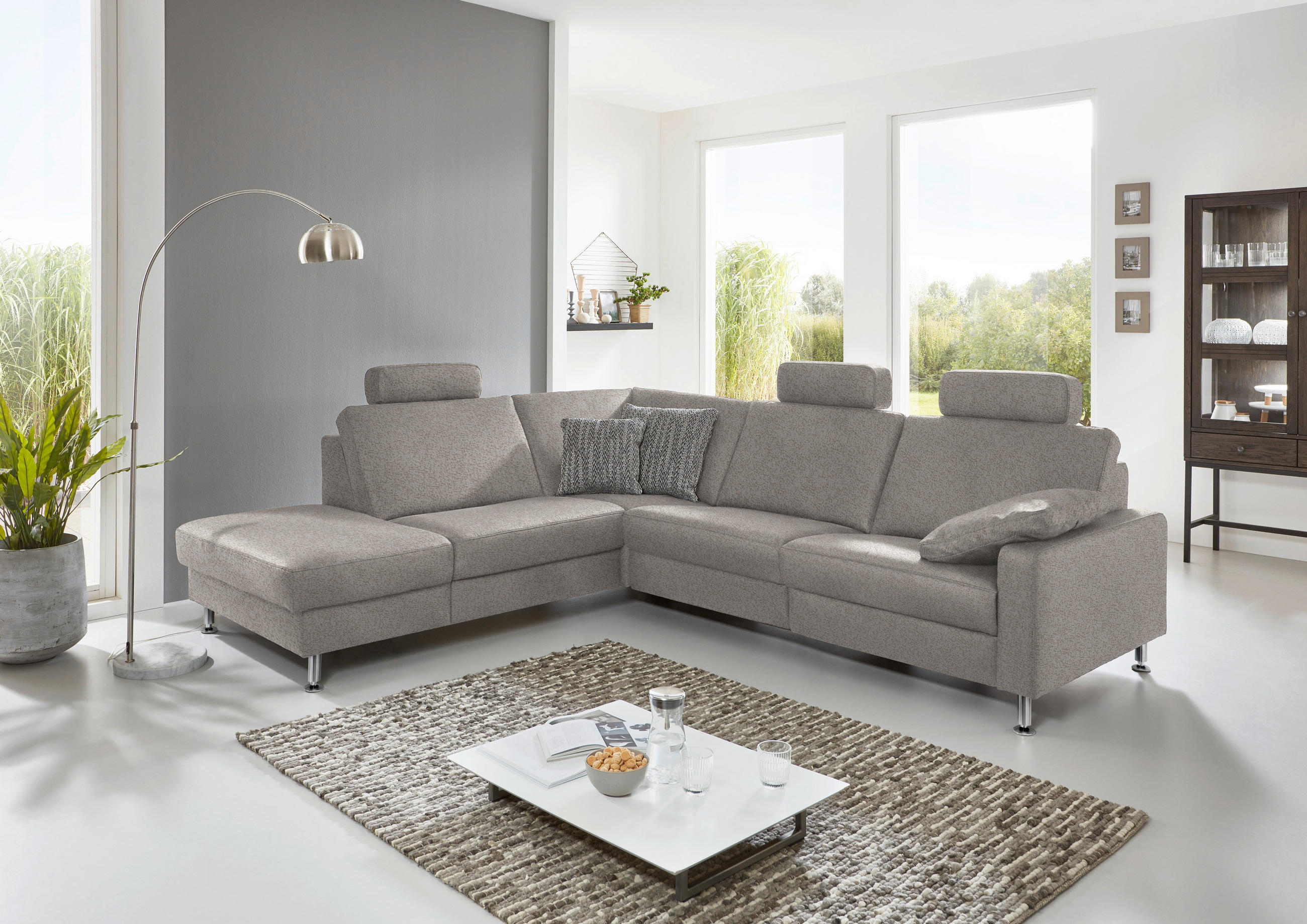 ECKSOFA in Mikrofaser Alufarben  - Alufarben, Design, Textil/Metall (242/275cm) - Dieter Knoll