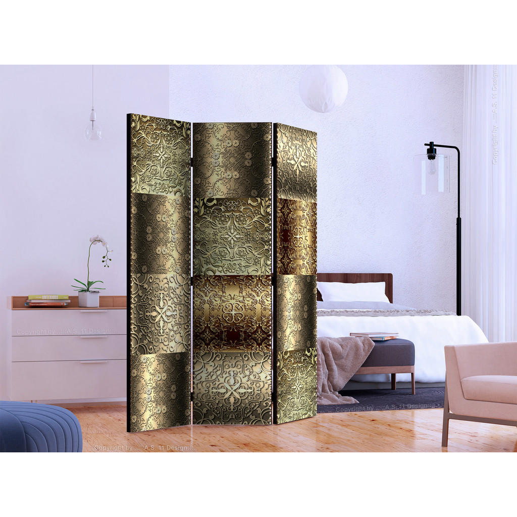 Thumbnail - artgeist Paravent, Mehrfarbig, Holz, Textil, Kiefer, massiv, Mosaik, 135x172x3 cm, Motiv auf Vorder- und Rückseite, Wohn...