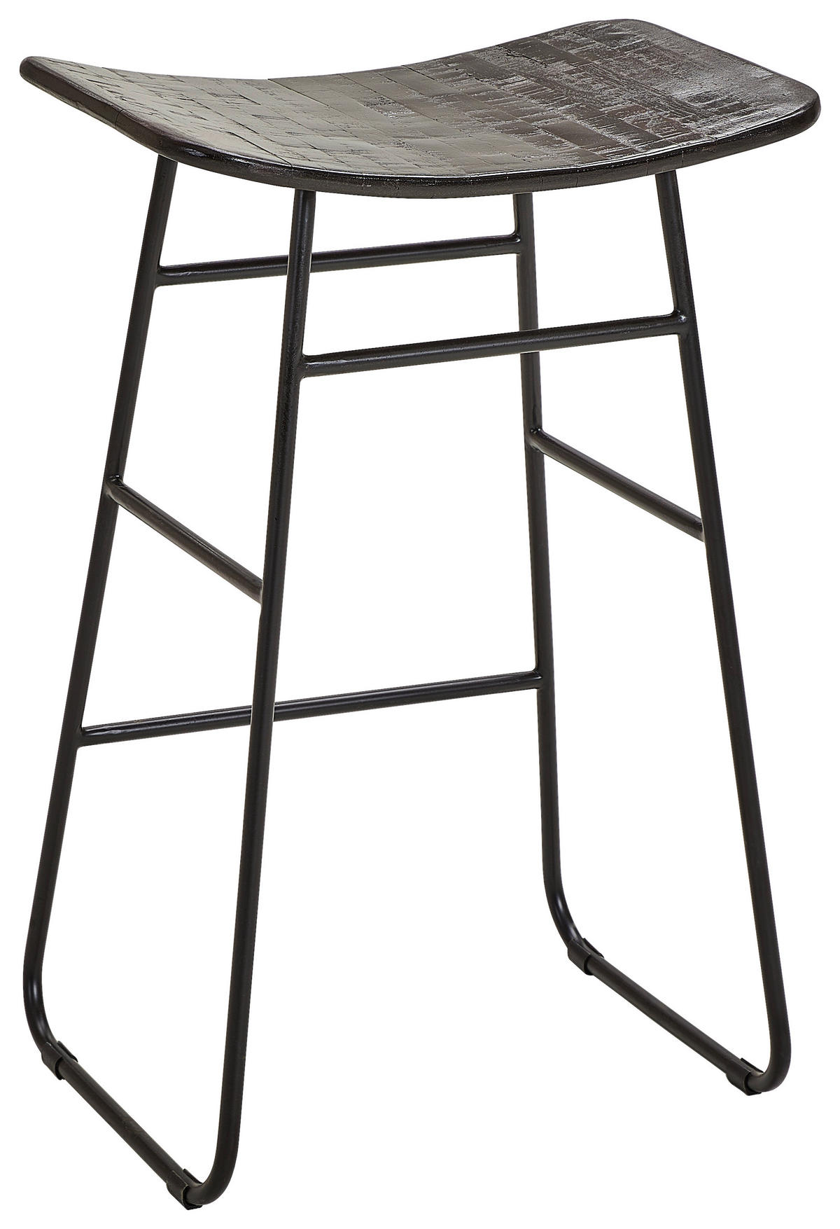 BARHOCKER Schwarz, Dunkelbraun Eisen Teakholz massiv abwischbar  - Dunkelbraun/Schwarz, Design, Holz/Metall (50/80/35cm) - Carryhome