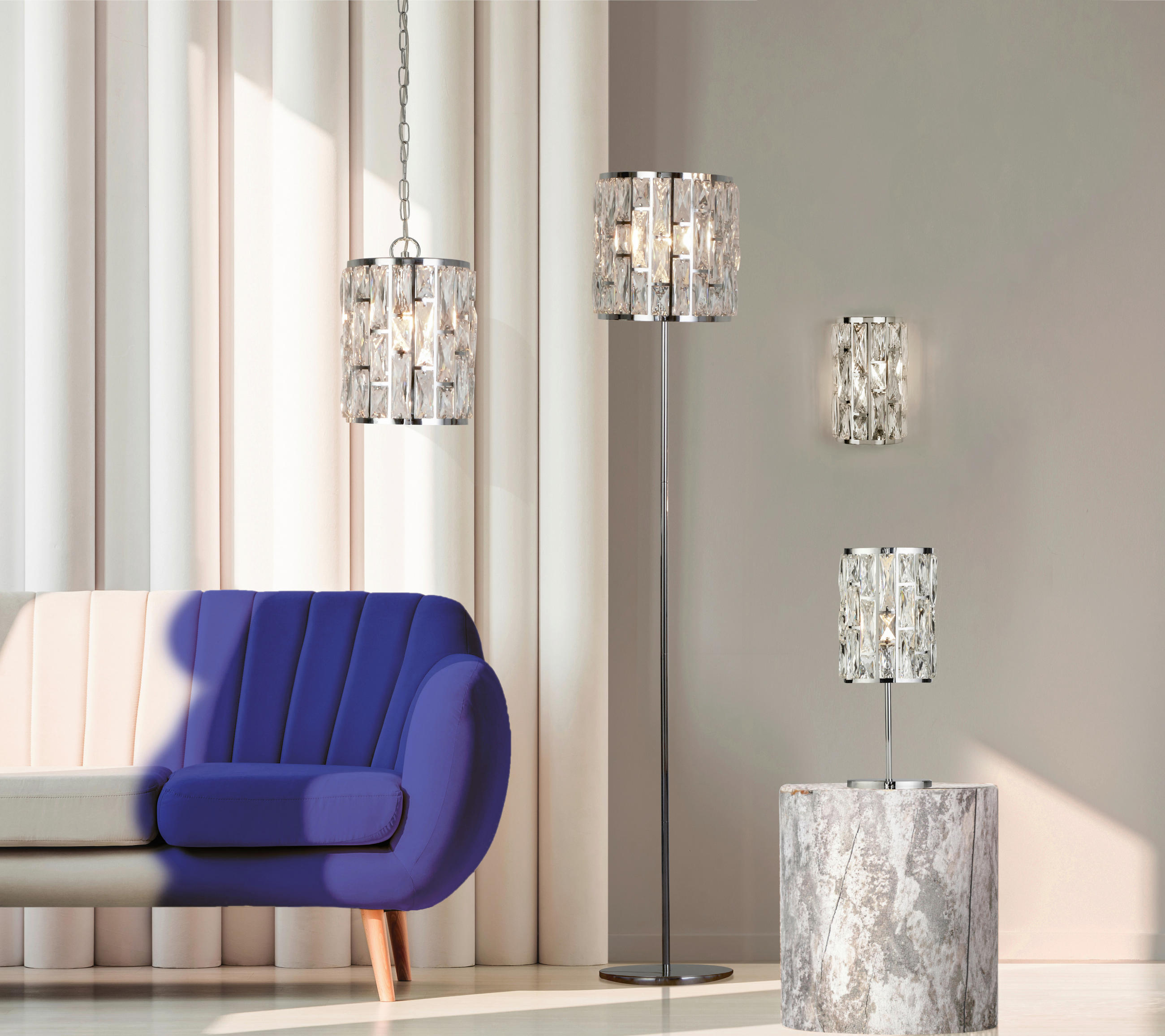 WANDLEUCHTE Bijou 16/16/27 cm   - Chromfarben/Klar, Design, Glas/Metall (16/16/27cm) - Searchlight