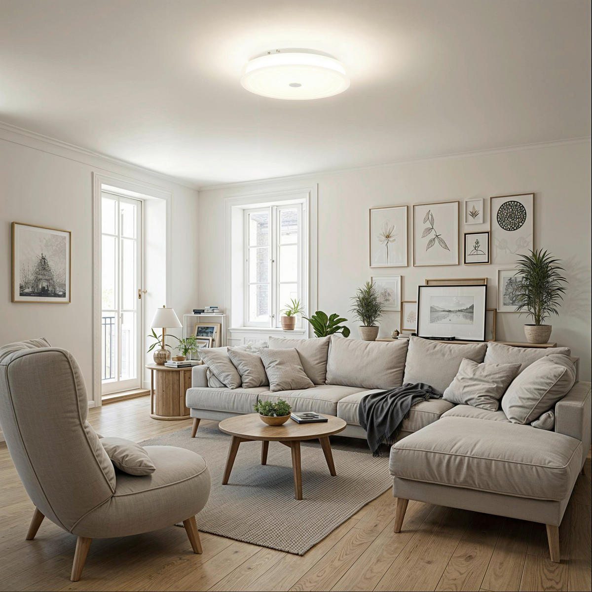 LED-DECKENLEUCHTE 43/8 cm   - Weiß, Design, Glas/Kunststoff (43/8cm) - Novel