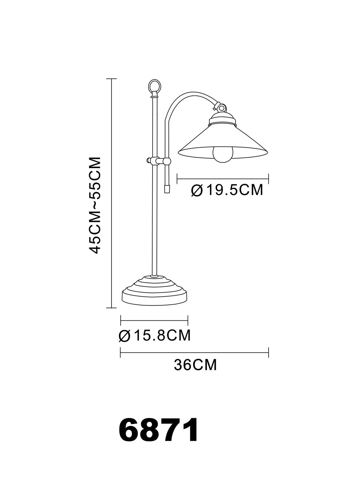 TISCHLEUCHTE 33/54 cm   - Weiß, Basics, Glas/Metall (33/54cm) - Globo
