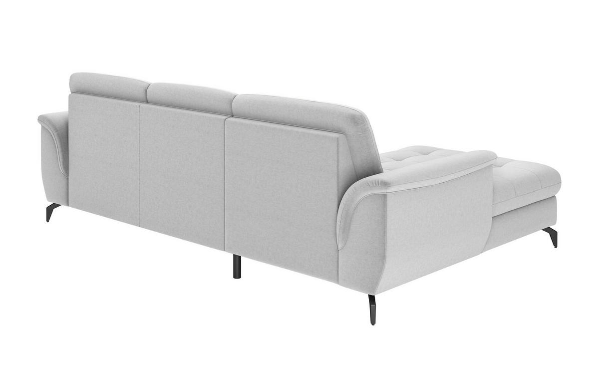 ECKSOFA ZORA E Hellgrau Flachgewebe  - Hellgrau/Schwarz, MODERN, Textil/Metall (164/262cm) - Sit & More
