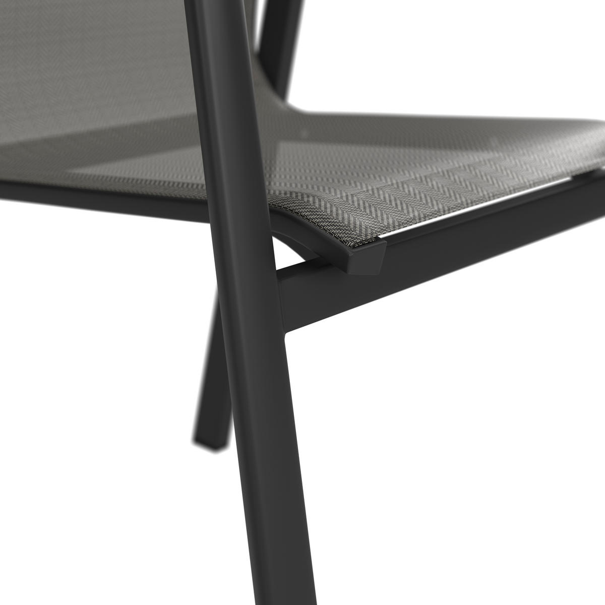 STAPELSESSEL Teakholz Aluminium Anthrazit, Naturfarben, Schwarz  - Anthrazit/Schwarz, Basics, Holz/Textil (57/87/70cm) - Ambia Garden