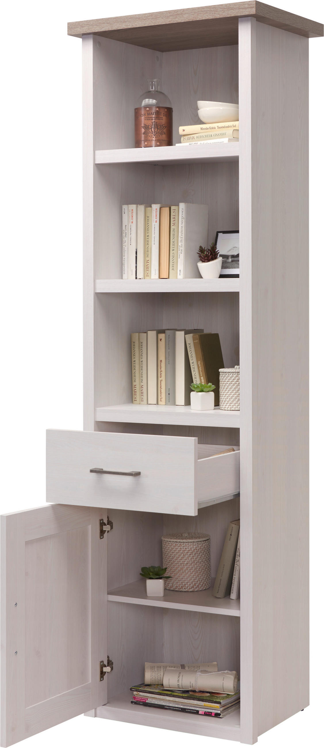 SAMOSTOJEĆI REGAL - bijela/boje grafita, Lifestyle, drvni materijal/metal (60/201/43cm) - Carryhome