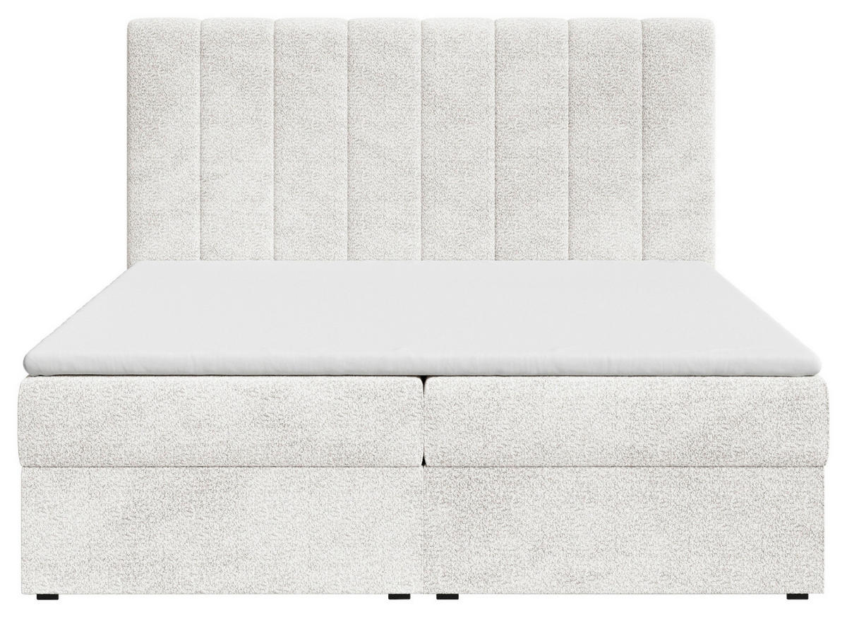 BOXBETT 160/200 cm,  in Weiß, Elfenbein, Bettkasten, Topper,  - Elfenbein/Schwarz, MODERN, Holz/Kunststoff (160/200cm) - MID.YOU