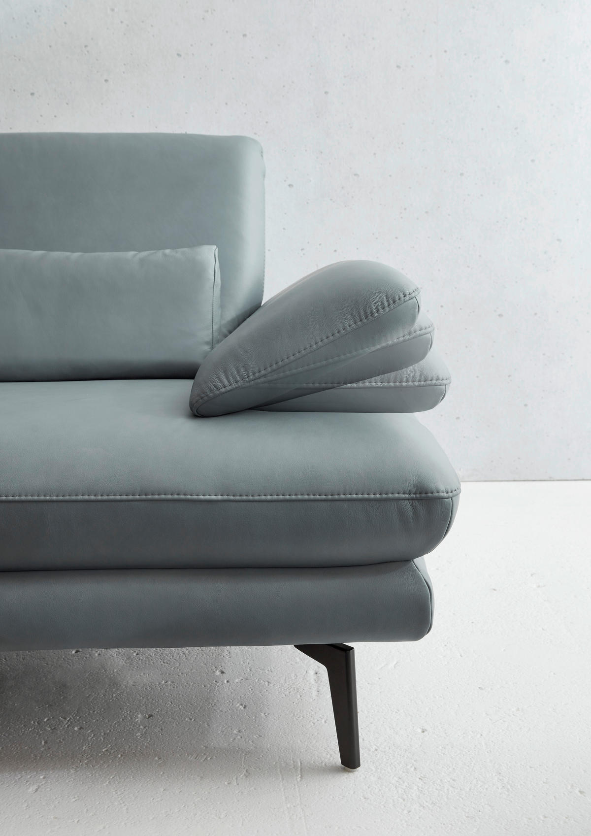 2,5 ÜLÉSES KANAPÉ bőr szürke  - fekete/szürke, Design, bőr/fém (196/86/104cm) - Dieter Knoll