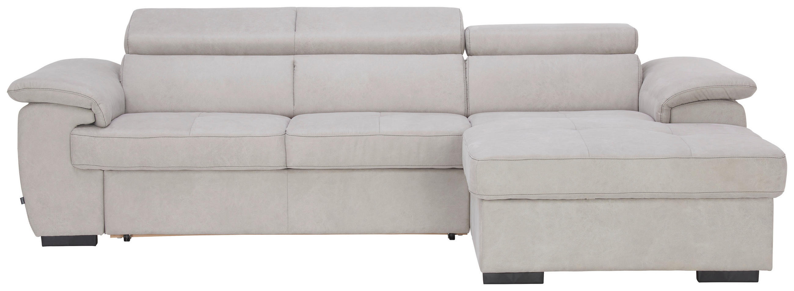 ECKSOFA in Mikrofaser Silberfarben  266/170 cm  - Silberfarben/Schwarz, Design, Textil (266/170cm) - Stylife