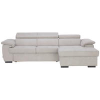 ECKSOFA in Mikrofaser Silberfarben  266/170 cm  - Silberfarben/Schwarz, Design, Textil (266/170cm) - Stylife