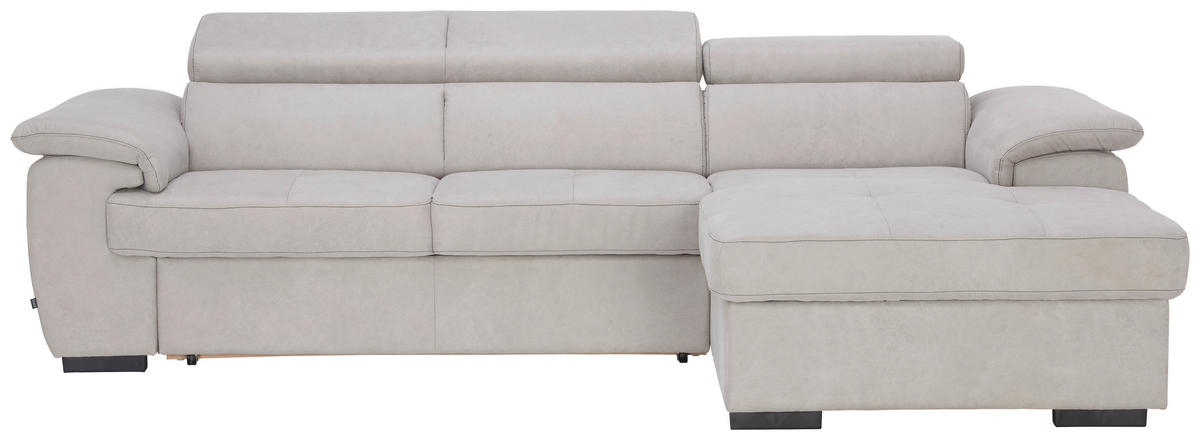 ECKSOFA in Mikrofaser Silberfarben  266/170 cm  - Silberfarben/Schwarz, Design, Textil (266/170cm) - Stylife