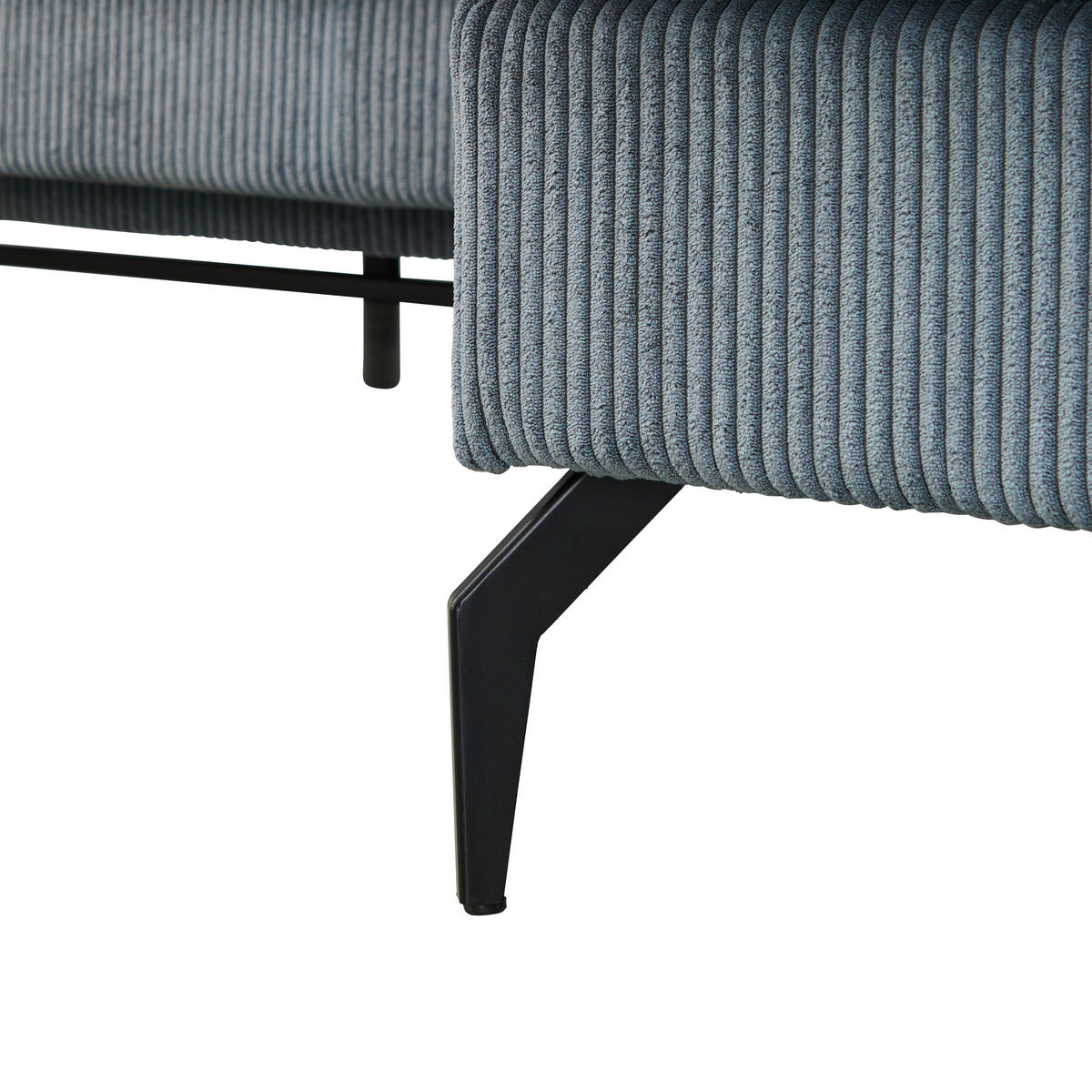 ECKSOFA in Cord Graphitfarben  - Schwarz/Graphitfarben, Design, Textil/Metall (302/180cm) - Venda