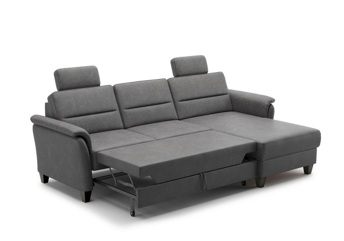 ECKSOFA in Mikrofaser Anthrazit  244/163 cm  - Wengefarben/Anthrazit, KONVENTIONELL, Holz/Textil (244/163cm) - Sit & More