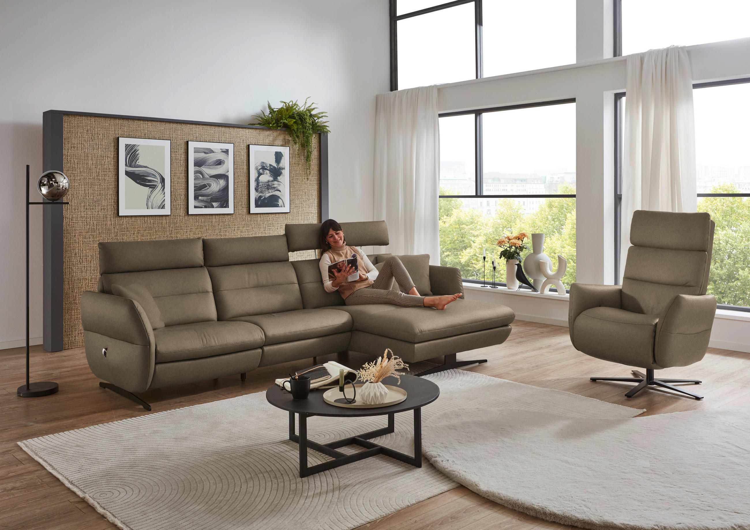 RELAXSESSEL in Leder Hellbraun  - Hellbraun/Schwarz, Design, Leder/Metall (82/119/85cm) - Dieter Knoll