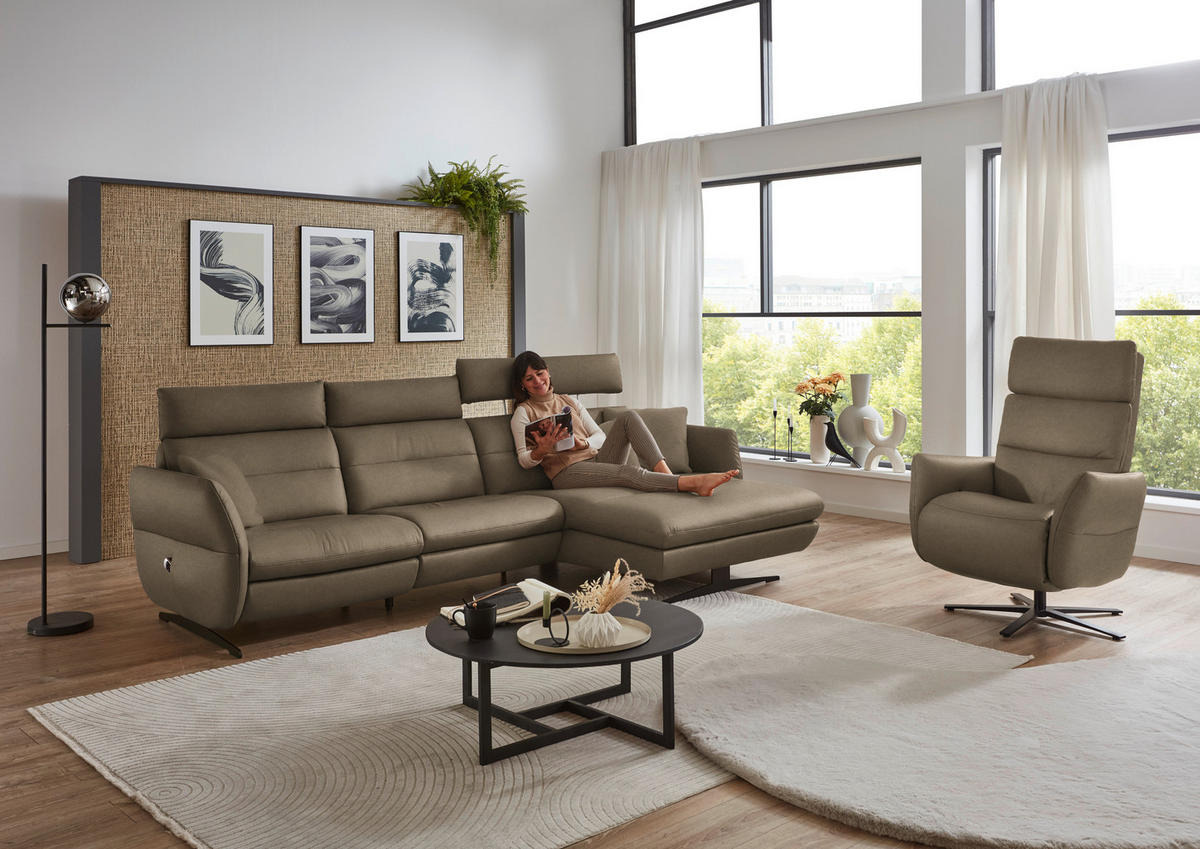 RELAXSESSEL in Leder Hellbraun  - Hellbraun/Schwarz, Design, Leder/Metall (82/119/85cm) - Dieter Knoll