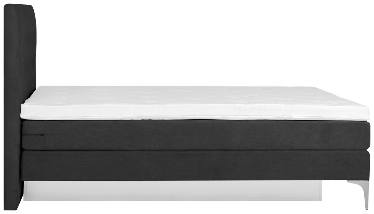 BOXSPRINGBETT 160/200 cm  in Graphitfarben  - Chromfarben/Graphitfarben, Design, Textil/Metall (160/200cm) - Welnova