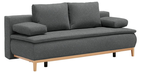 BOXSPRINGSOFA in Webstoff Grau - Eichefarben/Beige, Design, Holz/Textil (202/78-93/100cm) - Venda