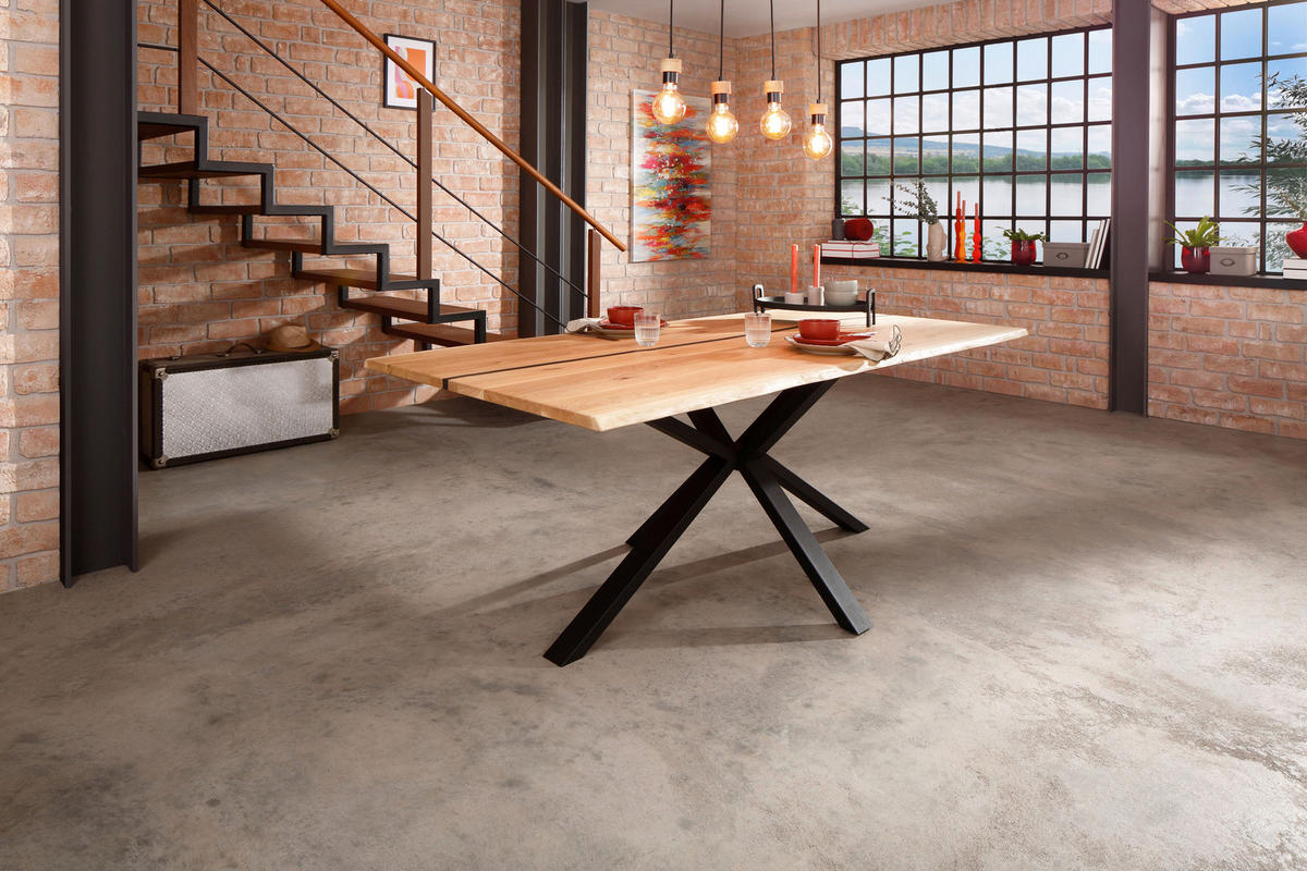 ESSTISCH in Holz 160/90/75 cm  - Schwarz/Braun, Natur, Holz/Metall (160/90/75cm) - Livetastic