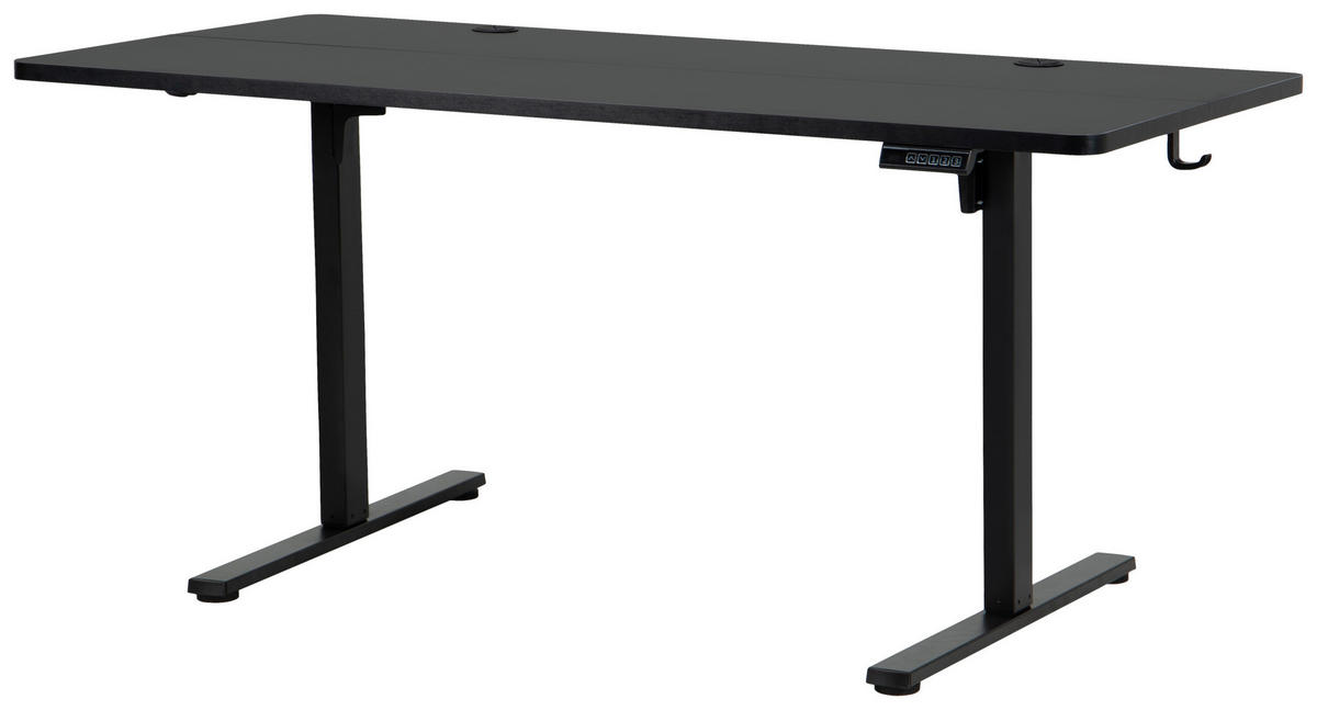 SCHREIBTISCH 160/80/72/118 cm Schwarz höhenverstellbar elektrisch höhenverstellbar  - Schwarz, Modern, Holzwerkstoff/Metall (160/80/72/118cm) - Livetastic