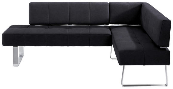 ECKBANK 227/165 cm Mikrofaser Schwarz, Edelstahlfarben Metall - Edelstahlfarben/Schwarz, Design, Textil/Metall (227/165cm) - Moderano