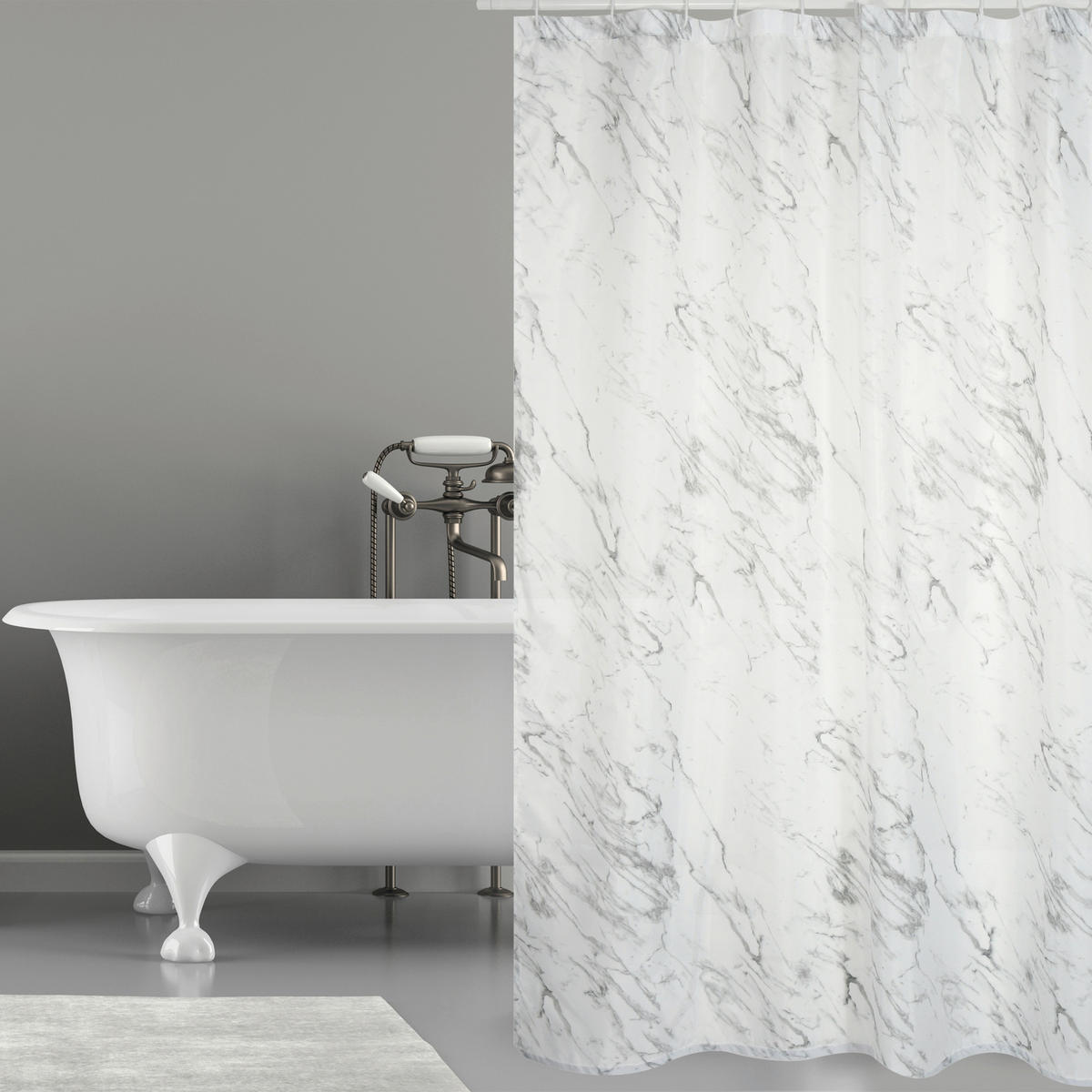 DUSCHVORHANG TOSCANE 180/200 cm  - Grau, Basics, Textil (180/200cm) - Spirella