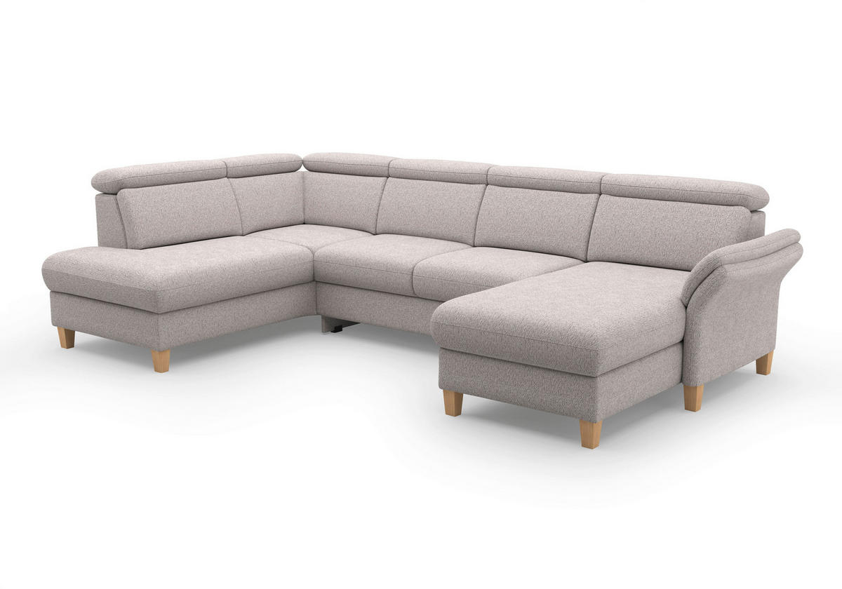 WOHNLANDSCHAFT Chenille Silberfarben  - Eichefarben/Silberfarben, Konventionell, Holz/Textil (193/321/166cm) - Sit & More