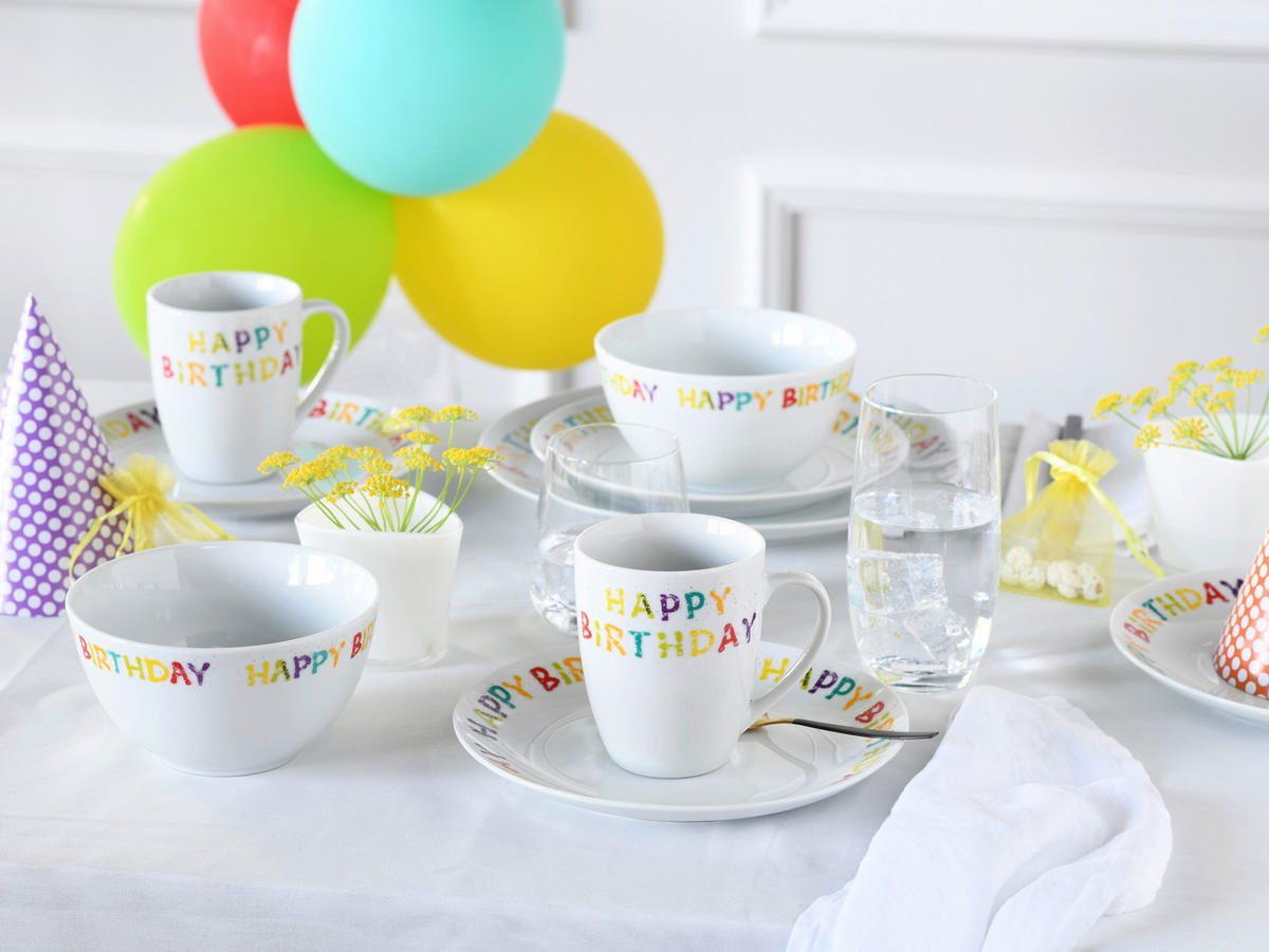 KOMBISERVICE Happy Birthday 10-teilig  - Multicolor, Basics, Keramik - Creatable