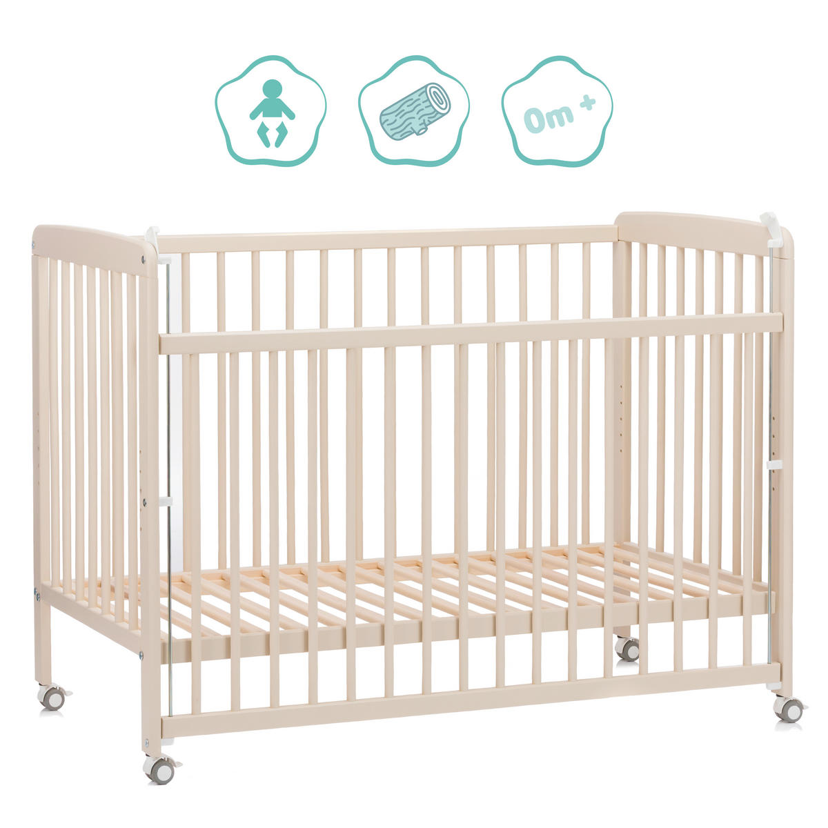 BEISTELLBETT Nena  125/63/91 cm  - Champagner, Basics, Holz (125/63/91cm) - Fillikid