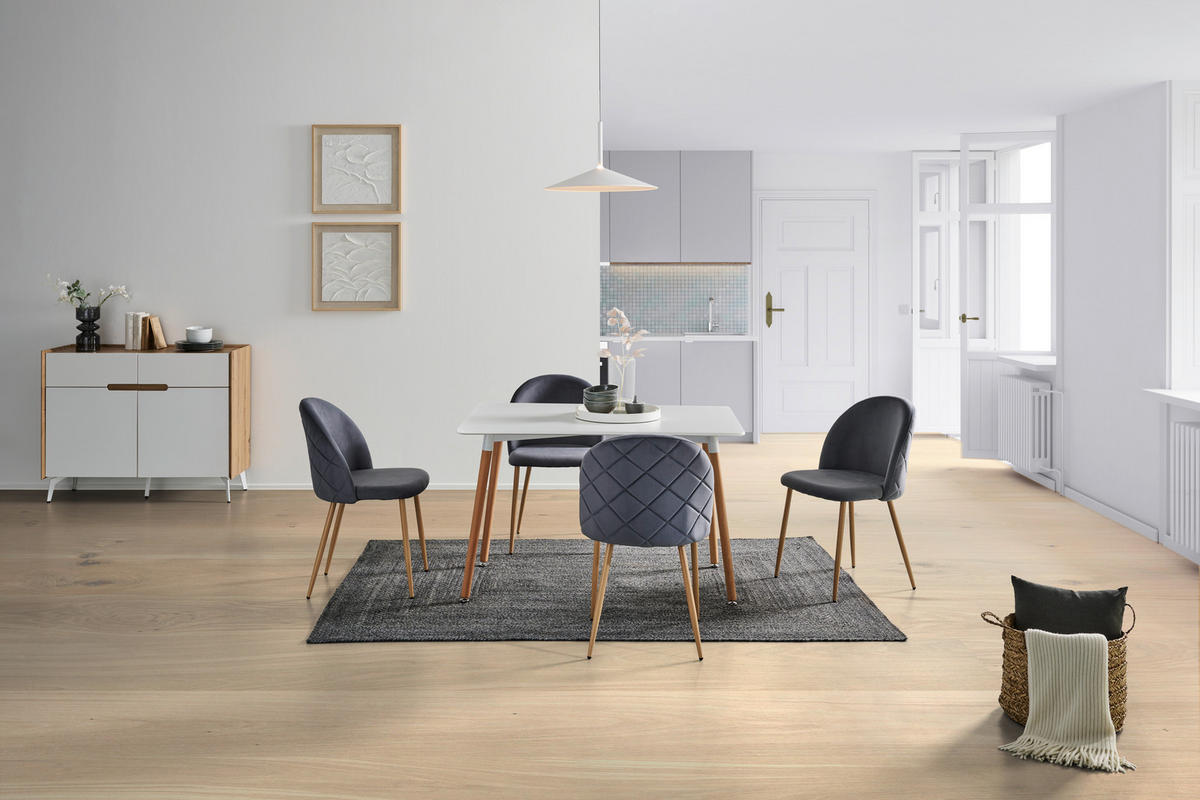 TISCHGRUPPE in Holz, Metall, Textil, Holzwerkstoff Grau, Weiß, Buchefarben  - Buchefarben/Weiß, LIFESTYLE, Holz/Holzwerkstoff (120/51/75/83/80/57cm) - Livetastic