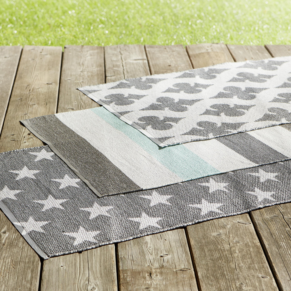 OUTDOORTEPPICH 70/140 cm Grau, Weiß  - Weiß/Grau, MODERN, Textil (70/140cm)