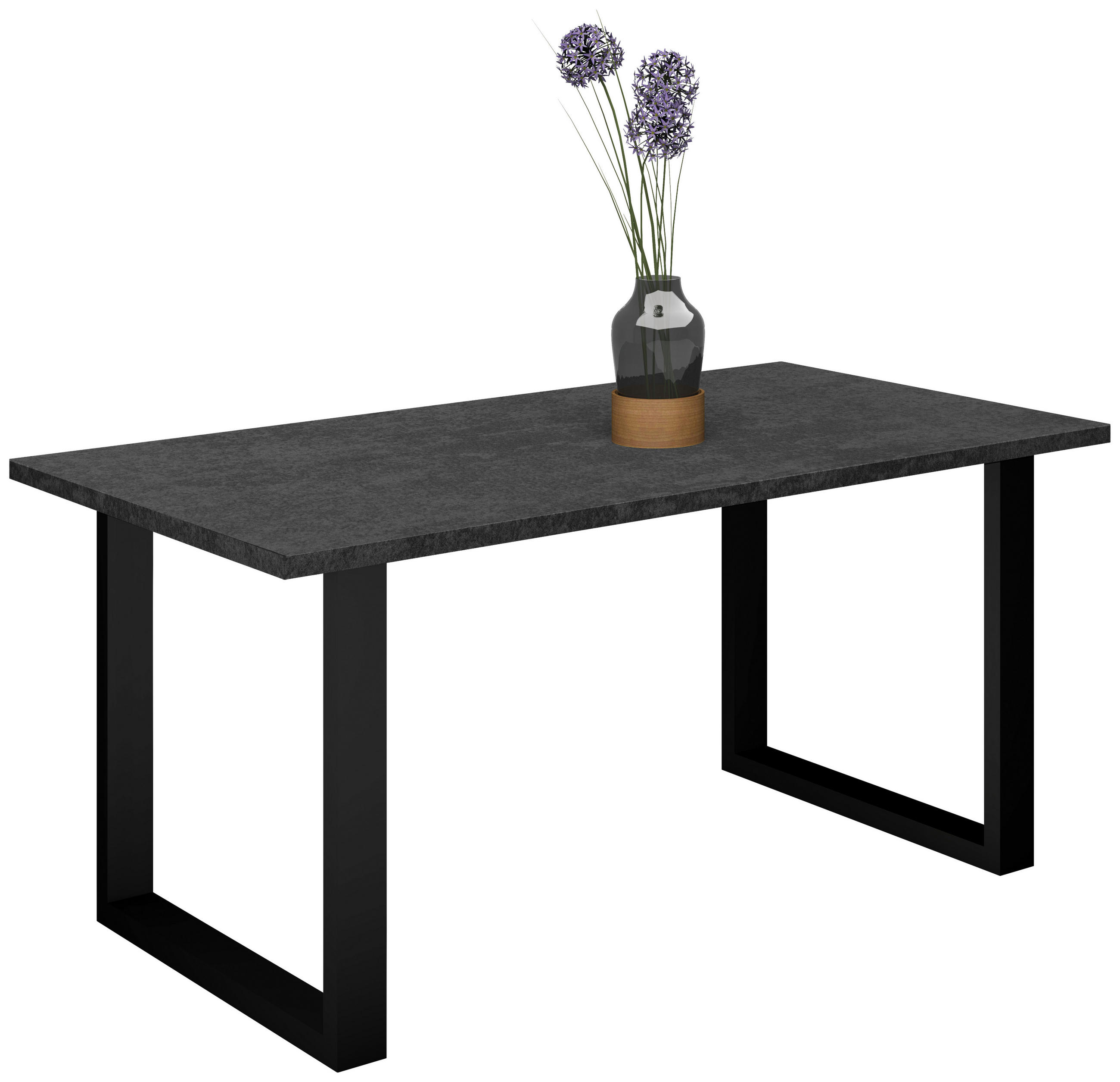 ESSTISCH rechteckig Graphitfarben, Schwarz  - Schwarz/Graphitfarben, MODERN, Holzwerkstoff/Metall (140/90/78cm) - Livetastic