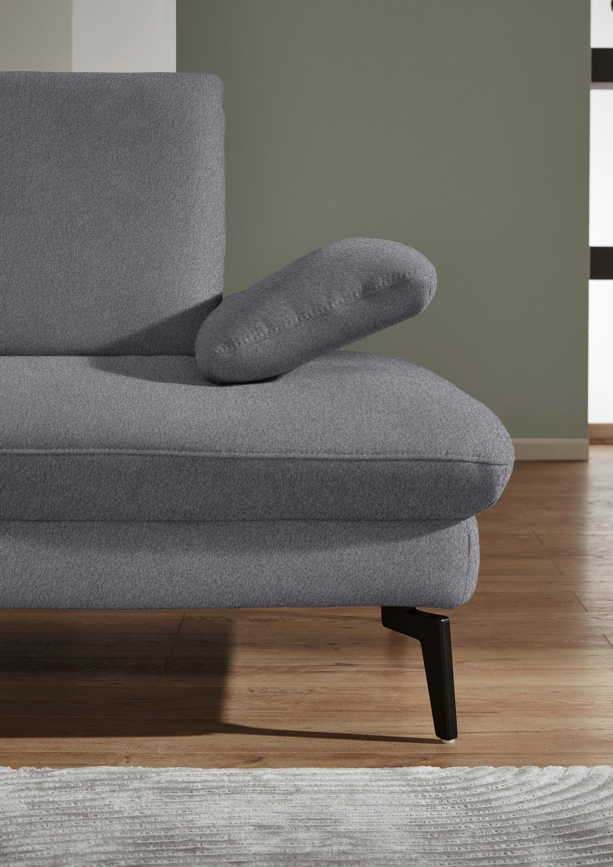 ECKSOFA in Chenille, Mikrofaser Grau  - Schwarz/Grau, Design, Textil/Metall (157/299cm) - Dieter Knoll