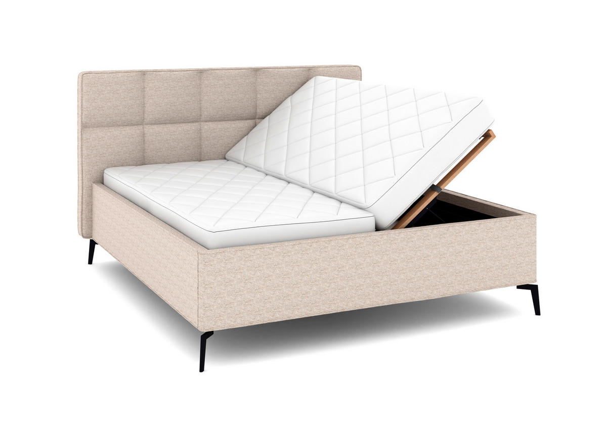 POLSTERBETT Bettkasten, motorische Verstellbarkeit, Fernbedienung, Lattenroste, Matratzen 180/200 cm  in Beige  - Beige/Schwarz, KONVENTIONELL, Holz/Textil (180/200cm) - Musterring