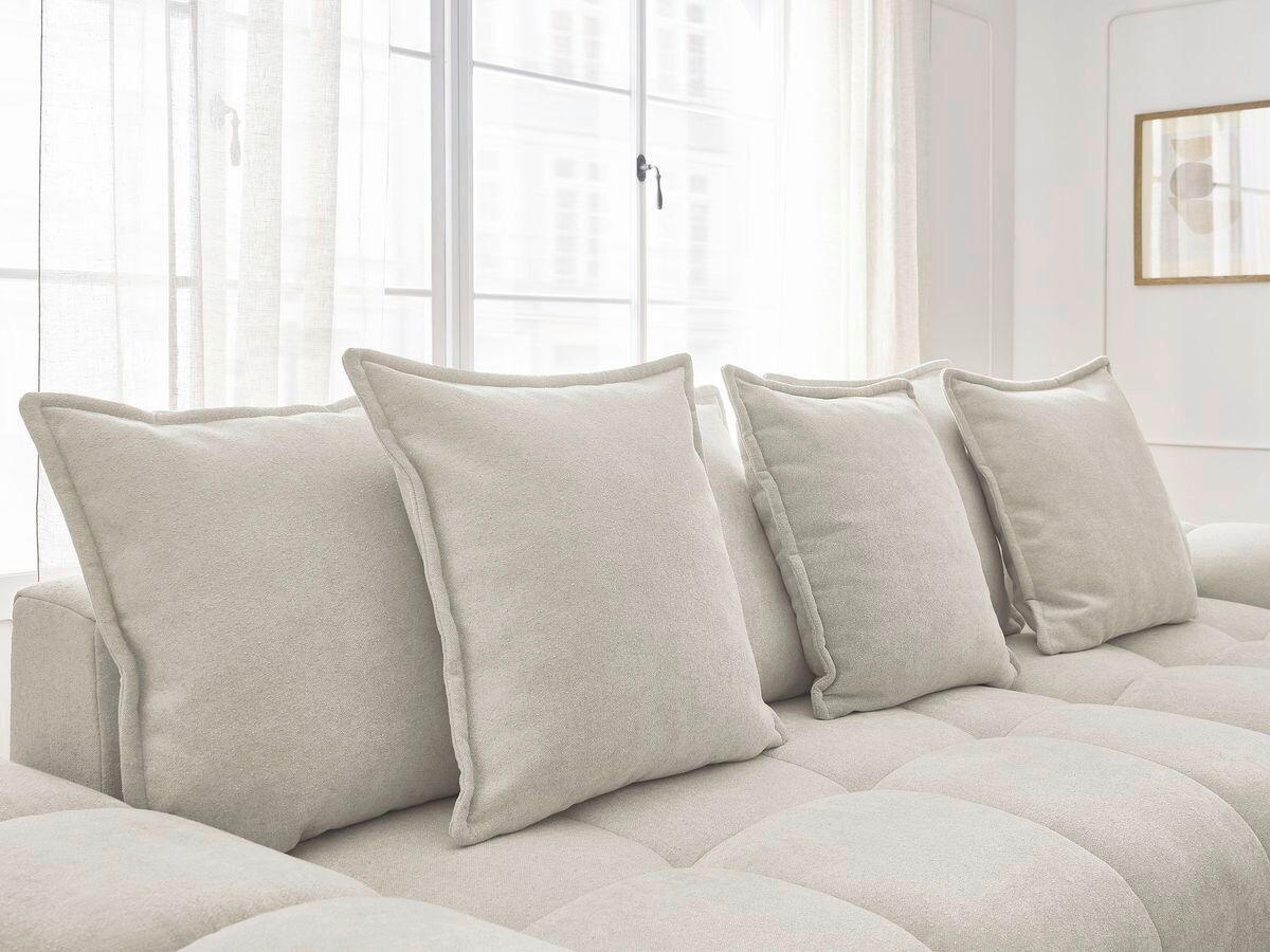 ECKSCHLAFSOFA EVEREST  mit Rücken echt, Armteil links, Armteil rechts Struktur Beige  - Beige/Schwarz, MODERN, Kunststoff/Textil (318/180cm) - Livetastic