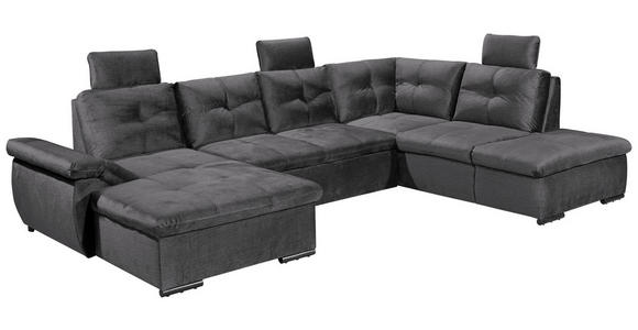 WOHNLANDSCHAFT in Mikrovelours Grau  - Schwarz/Grau, KONVENTIONELL, Kunststoff/Textil (127/334/217cm) - Carryhome