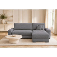 ECKSOFA  Cord Grau  - Schwarz/Grau, Basics, Holz/Holzwerkstoff (264/184cm) - MID.YOU