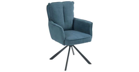 ARMLEHNSTUHL in Eisen Cord - Blau/Schwarz, Design, Textil/Metall (62/95/67cm) - Novel