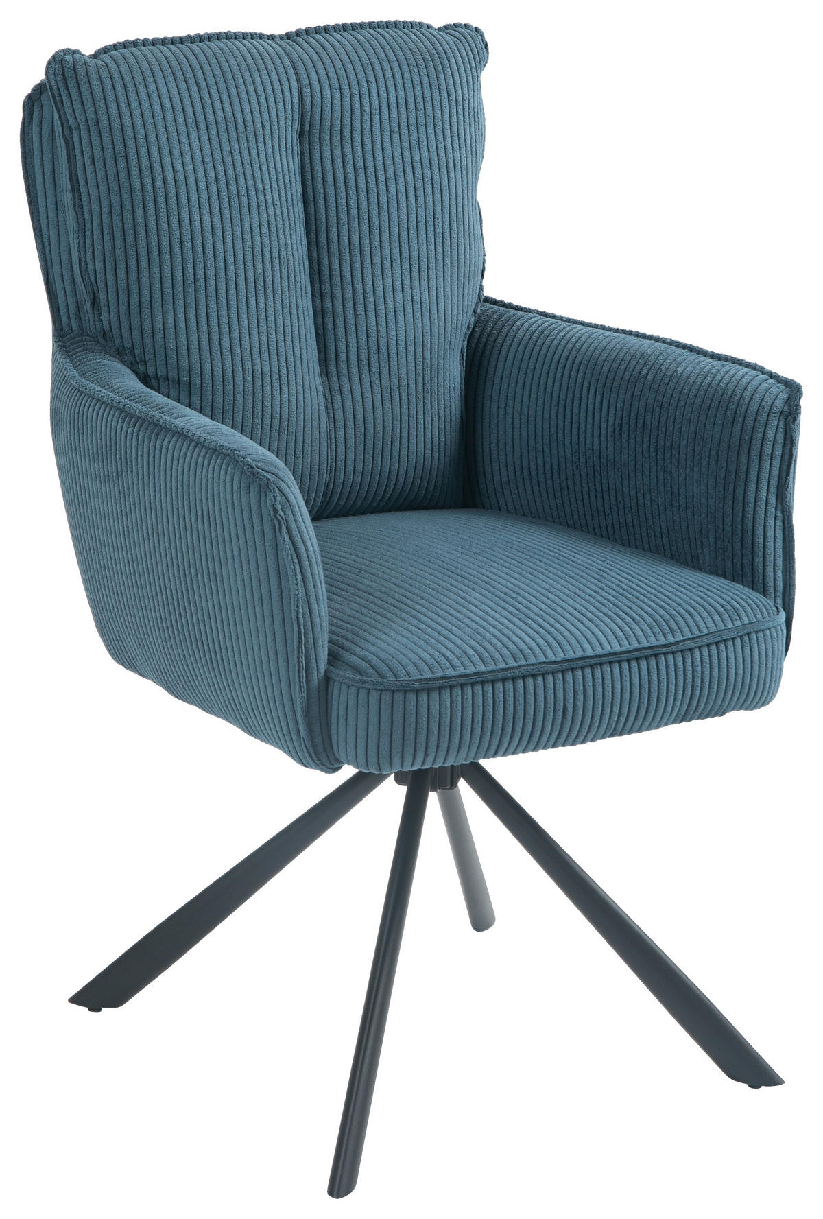 ARMLEHNSTUHL  in Eisen Cord  - Blau/Schwarz, Design, Textil/Metall (62/95/67cm) - Novel