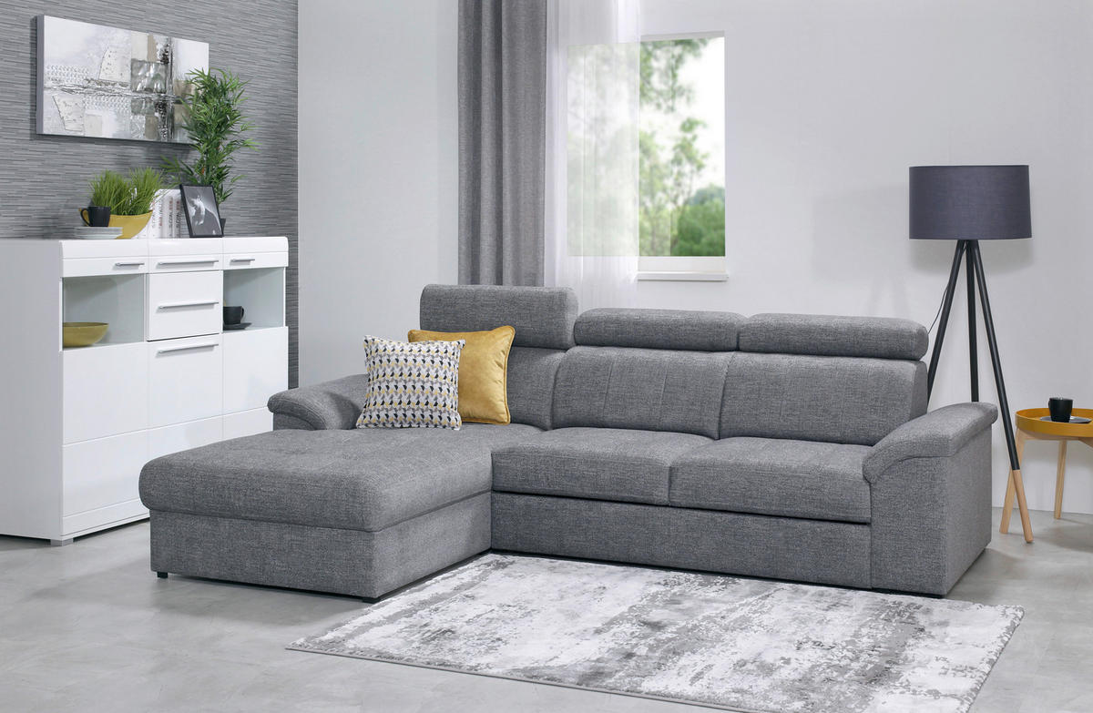 SEDEŽNA GARNITURA, siva  - siva, Konvencionalno, tekstil/les (185/286cm) - Milax