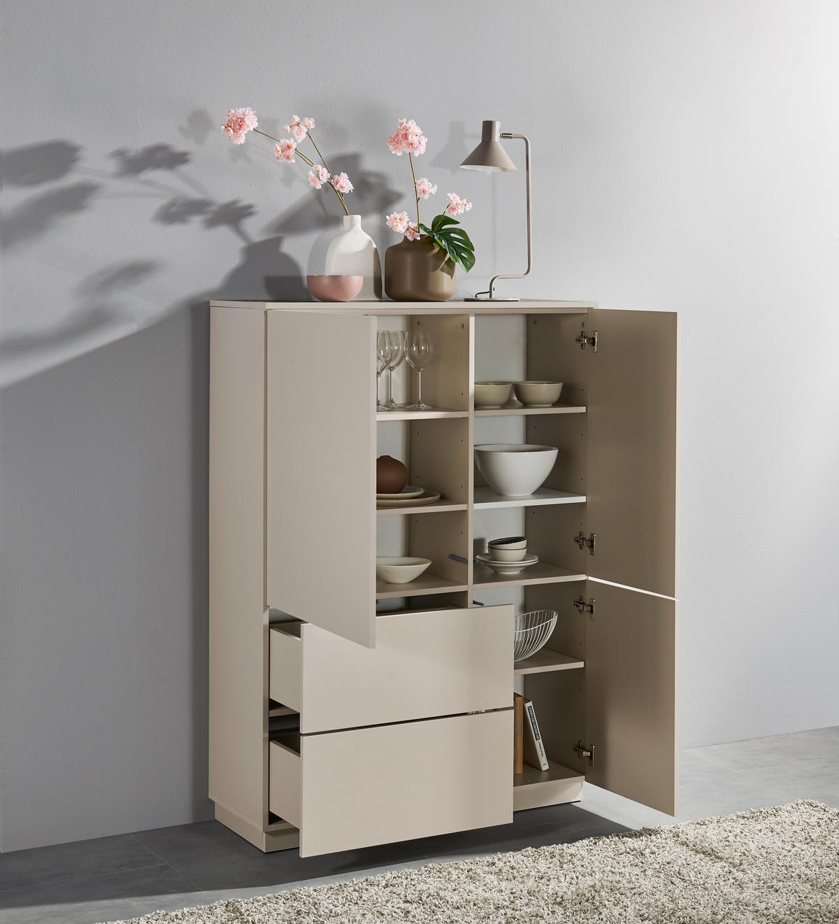 HIGHBOARD  103/142/38 cm 2 Schublade(n)  - Kaschmir, Design, Holzwerkstoff (103/142/38cm) - MID.YOU