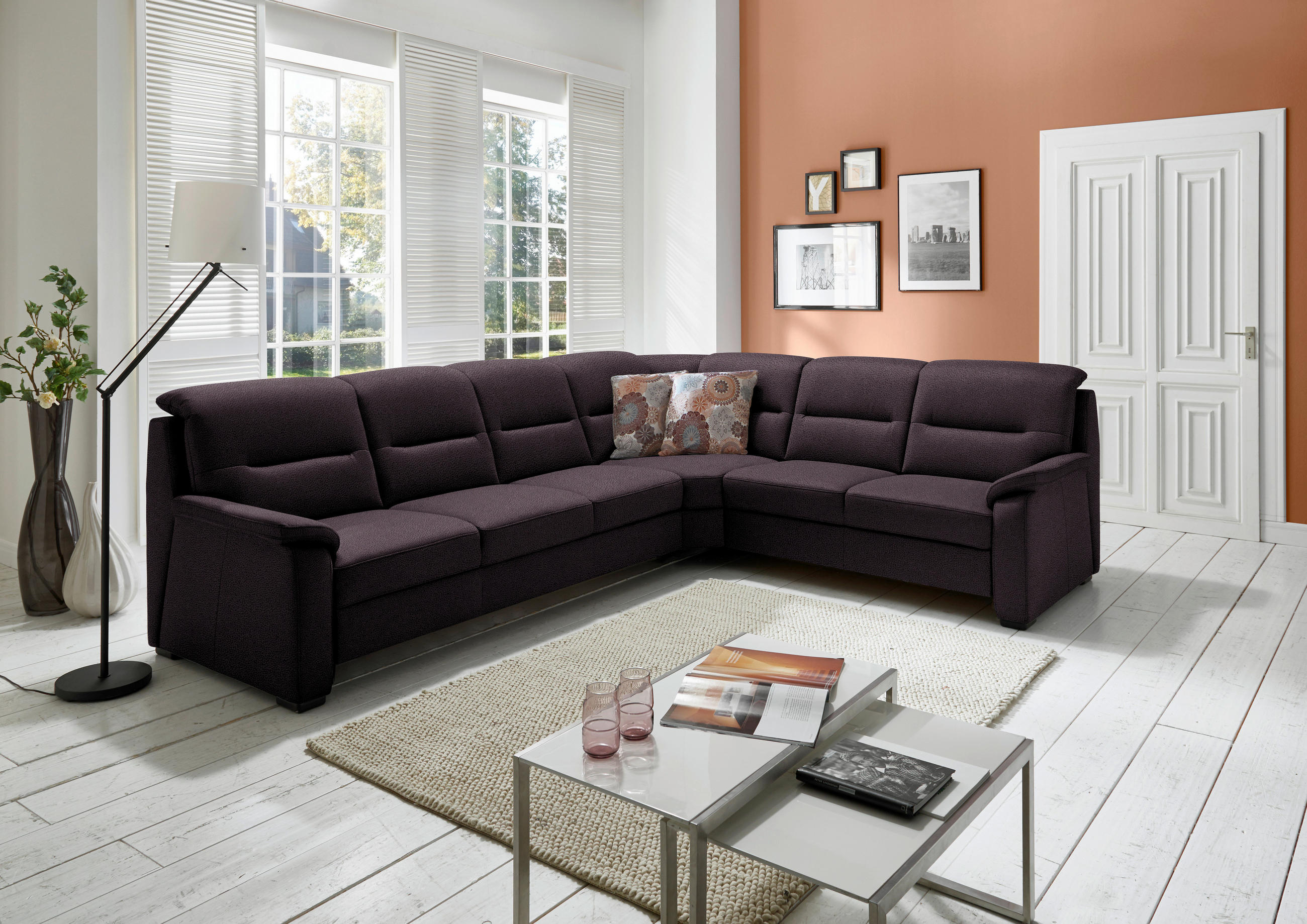ECKSOFA in Mikrofaser Anthrazit  - Anthrazit/Schwarz, Konventionell, Holz/Textil (303/245cm) - Beldomo Comfort