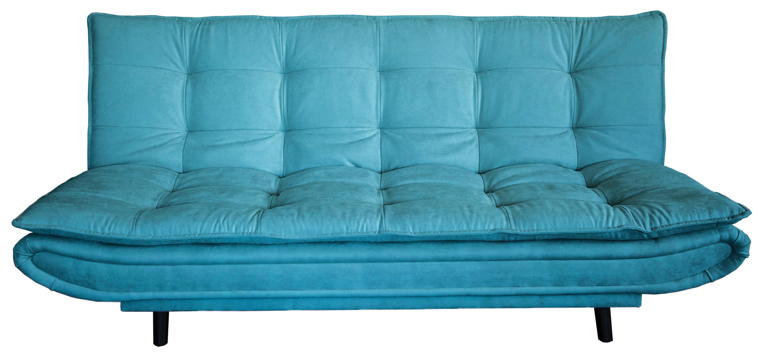 SCHLAFSOFA Mikrofaser, gesteppt Hellblau  - Schwarz/Hellblau, MODERN, Holz/Textil (194/100/90cm) - P & B